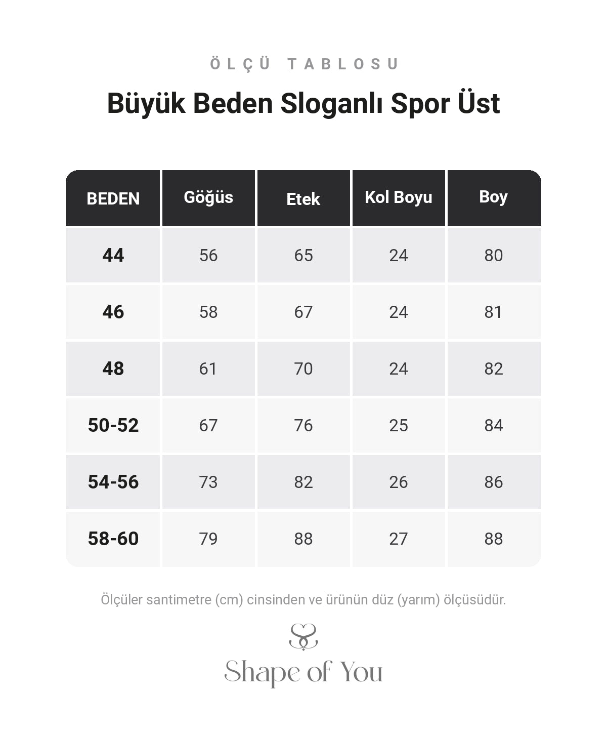 Büyük Beden Sloganlı Spor Üst