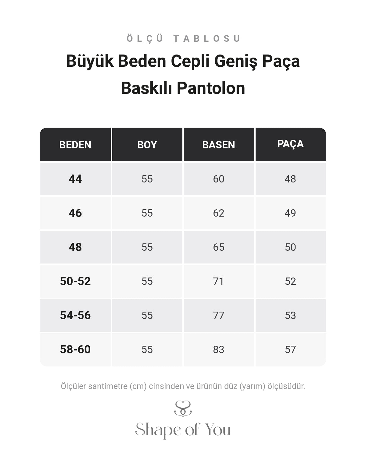 Ölçü Tablosu