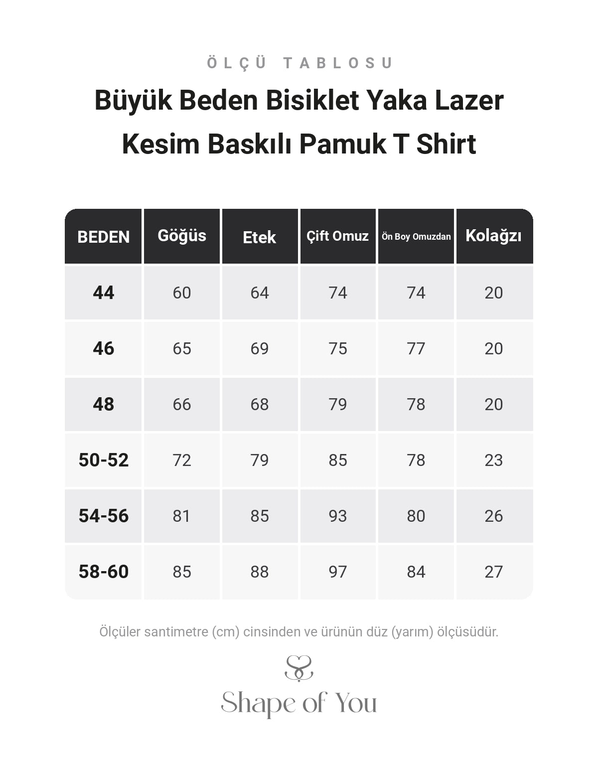 Büyük Beden Bisiklet Yaka Lazer Kesim Baskılı Pamuk T Shirt
