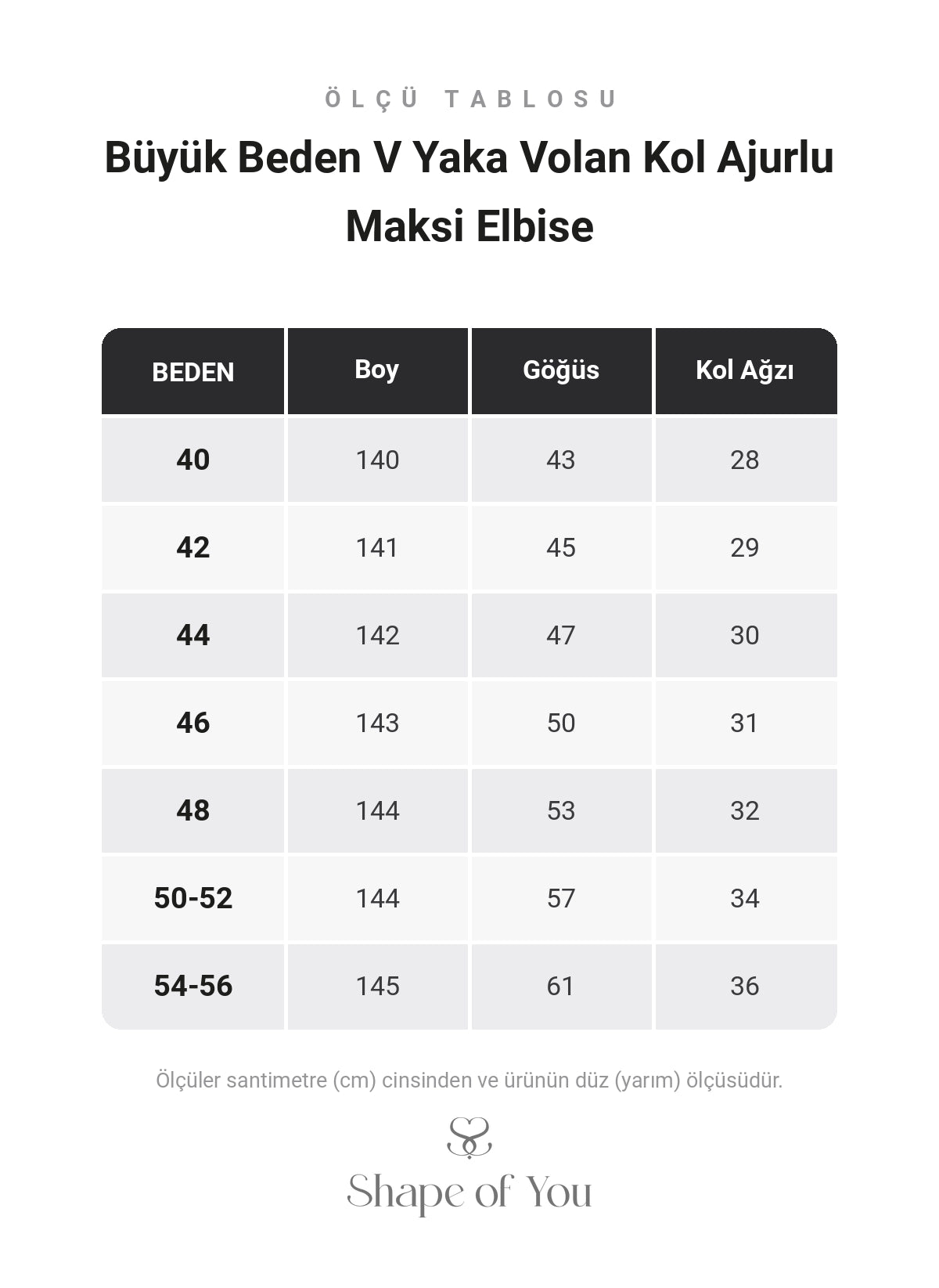Ölçü Tablosu