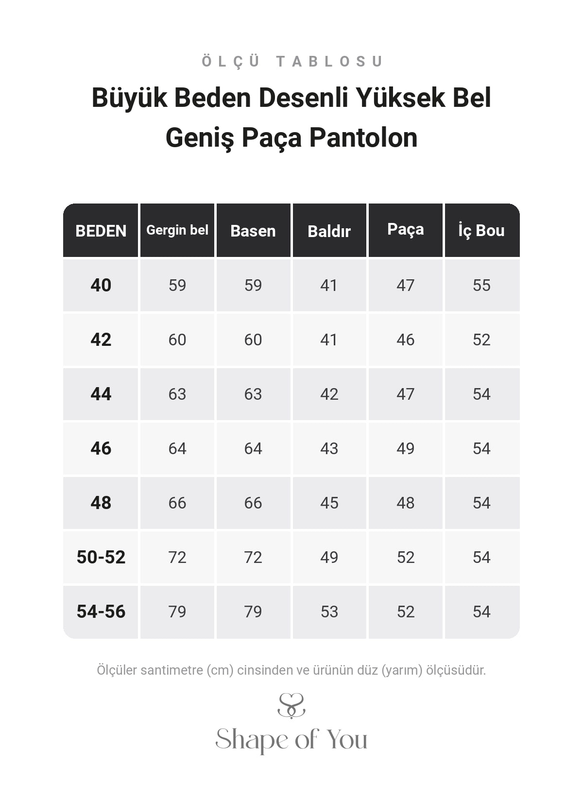 Büyük Beden Desenli Yüksek Bel Geniş Paça Pantolon