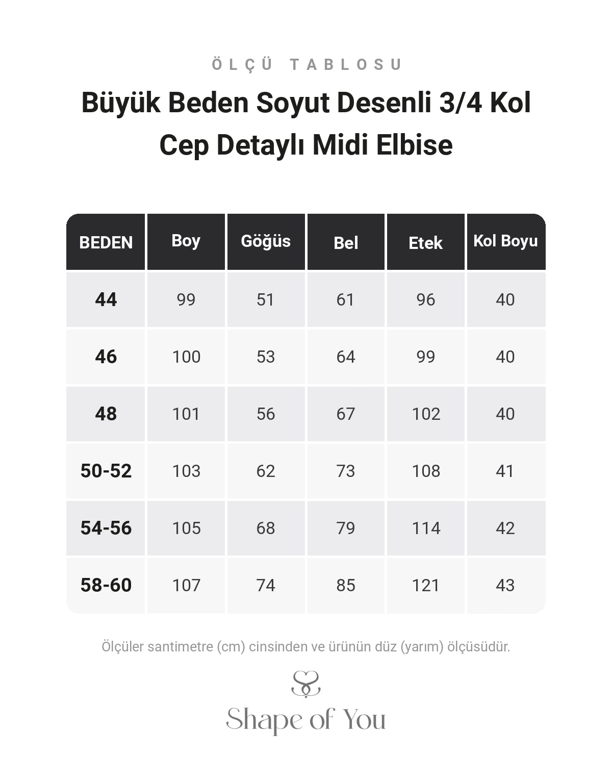 Büyük Beden Soyut Desenli 3/4 Kol Cep Detaylı Midi Elbise