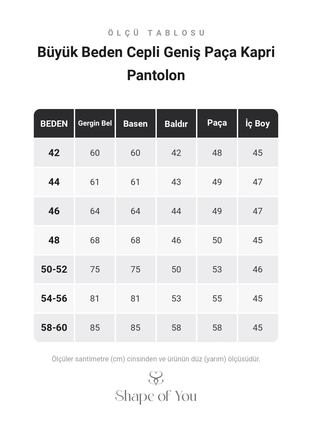 Büyük Beden Cepli Geniş Paça Kapri Pantolon