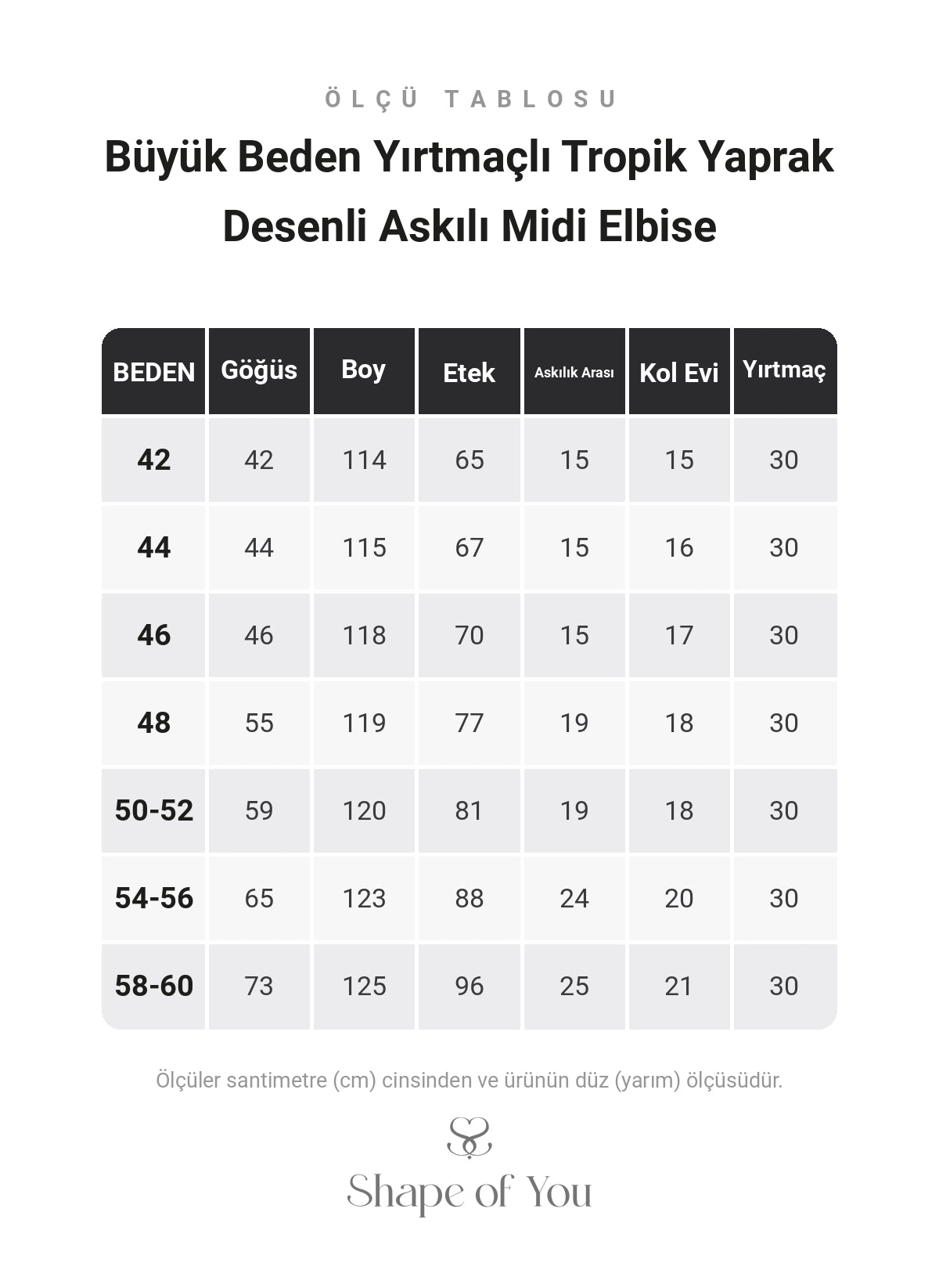 Büyük Beden Yırtmaçlı Tropik Yaprak Desenli Askılı Midi Elbise