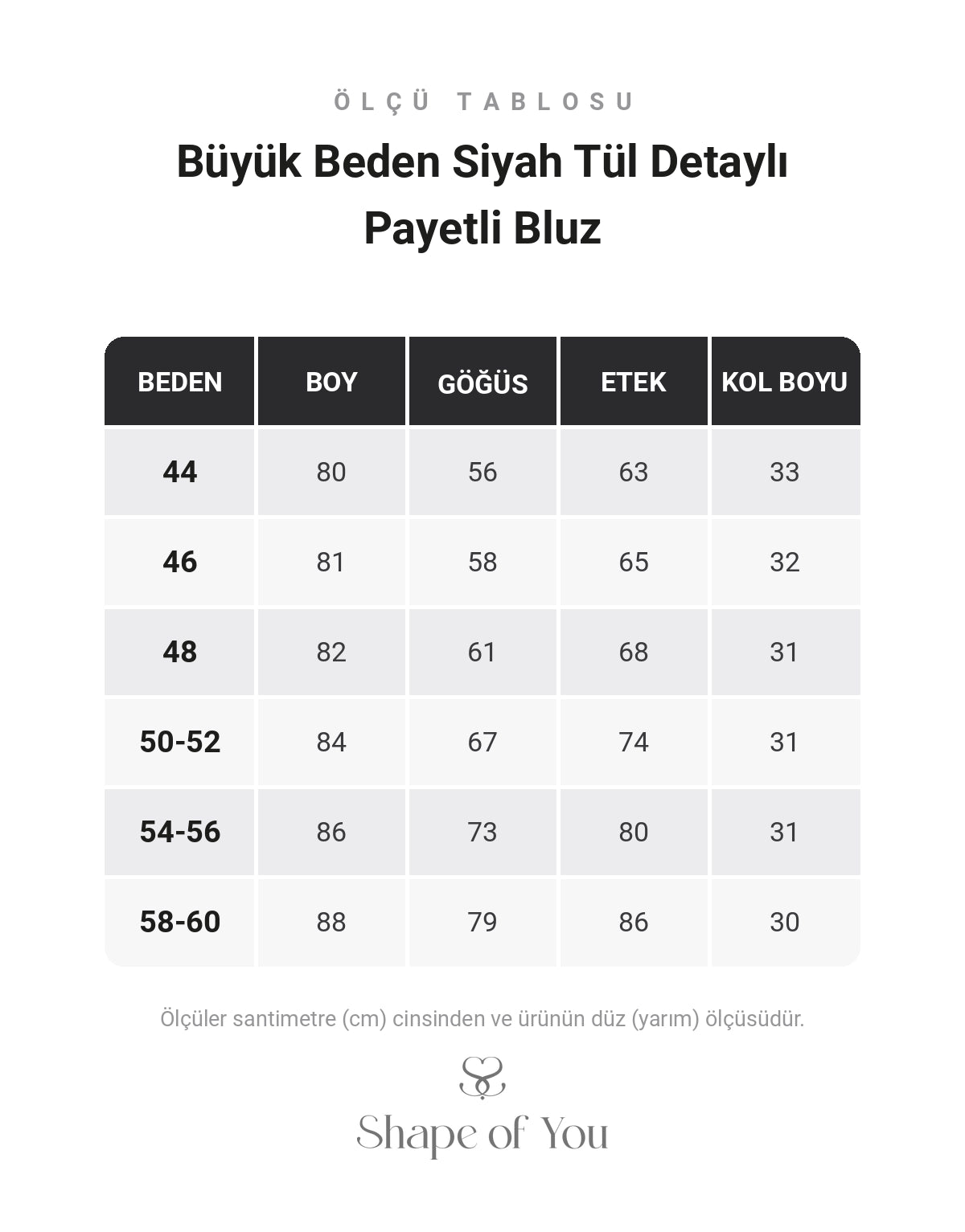 Ölçü Tablosu