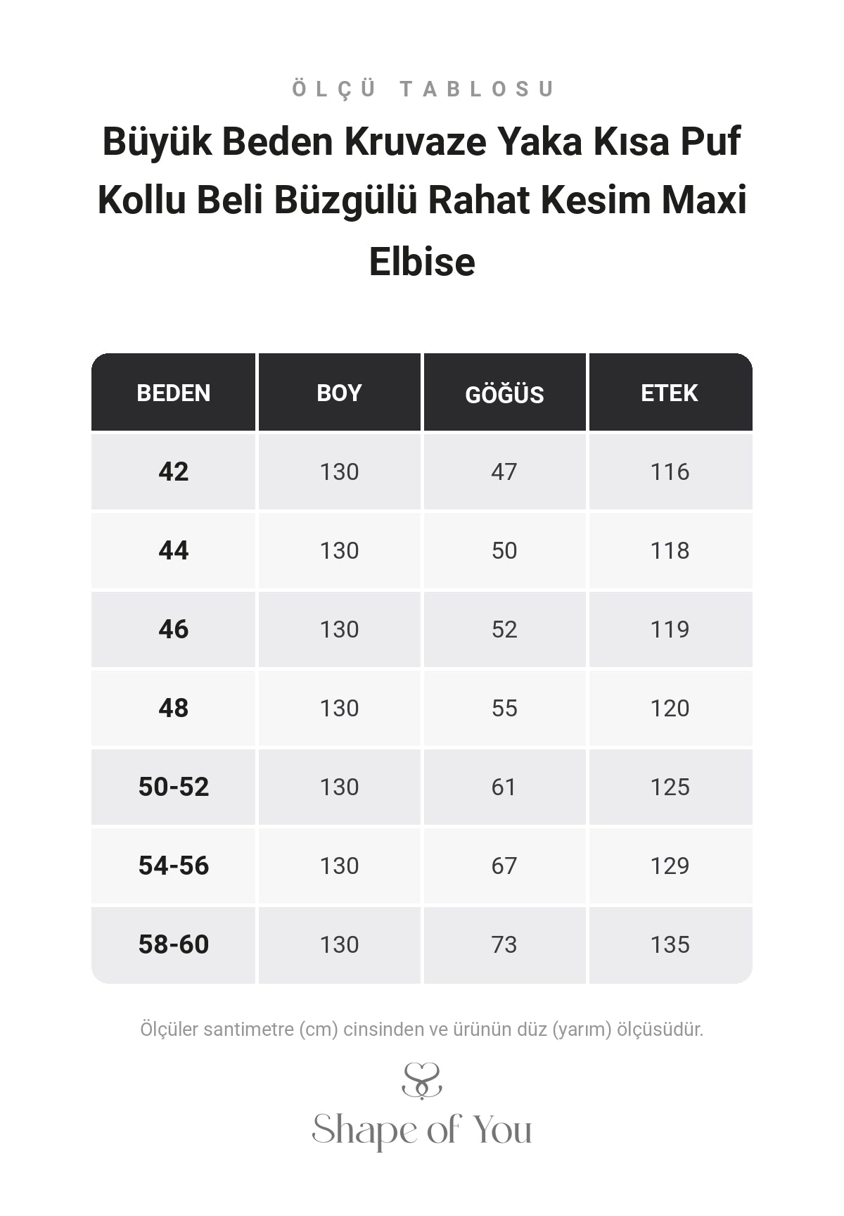 Büyük Beden Kruvaze Yaka Kısa Puf Kollu Beli Büzgülü Rahat Kesim Maxi Elbise