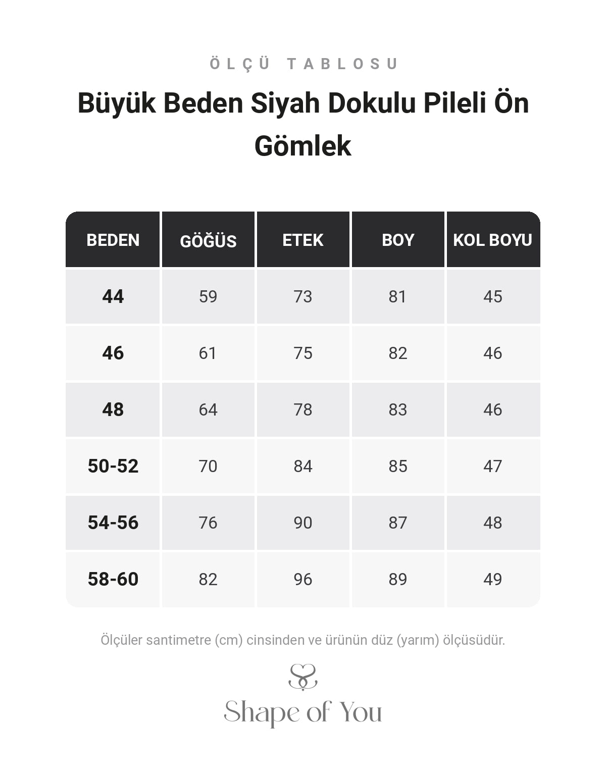 Büyük Beden Siyah Dokulu Pileli Ön Gömlek