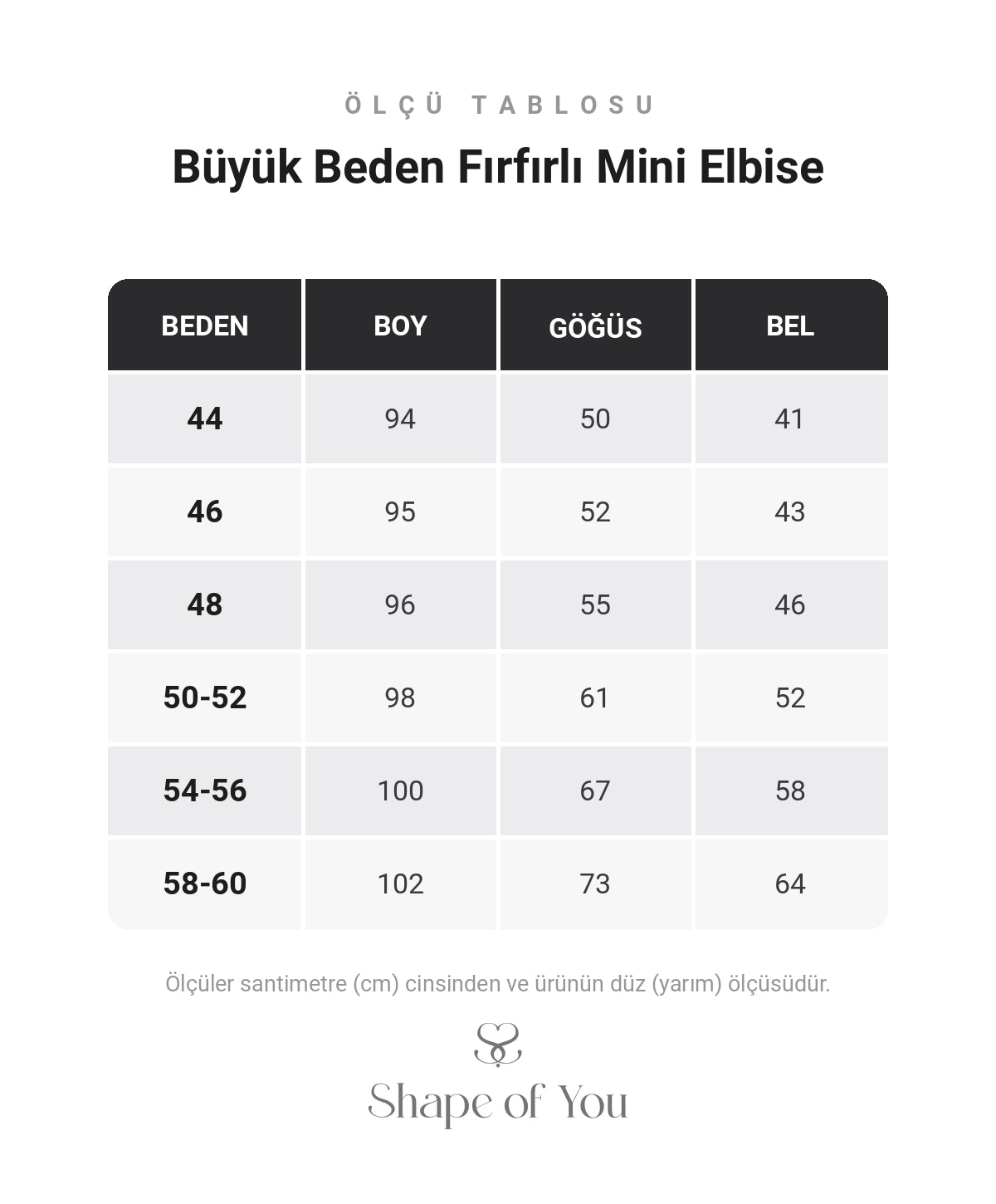 Ölçü Tablosu