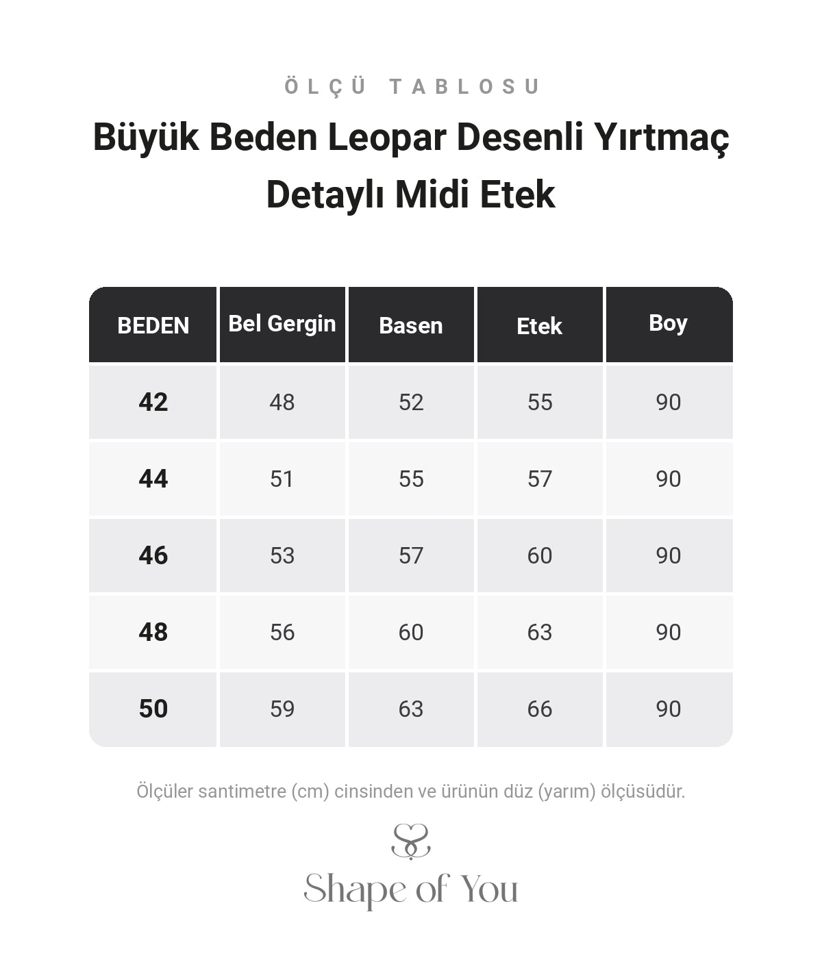 Büyük Beden Leopar Desenli Yırtmaç Detaylı Midi Etek
