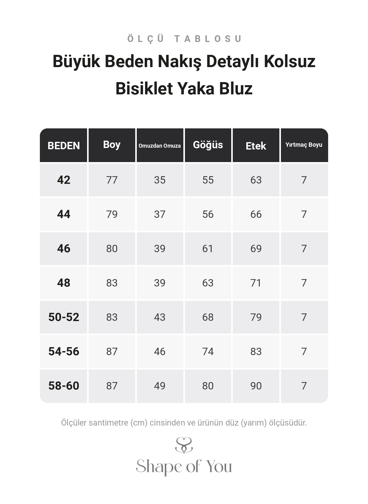 Büyük Beden Nakış Detaylı Kolsuz Bisiklet Yaka Bluz