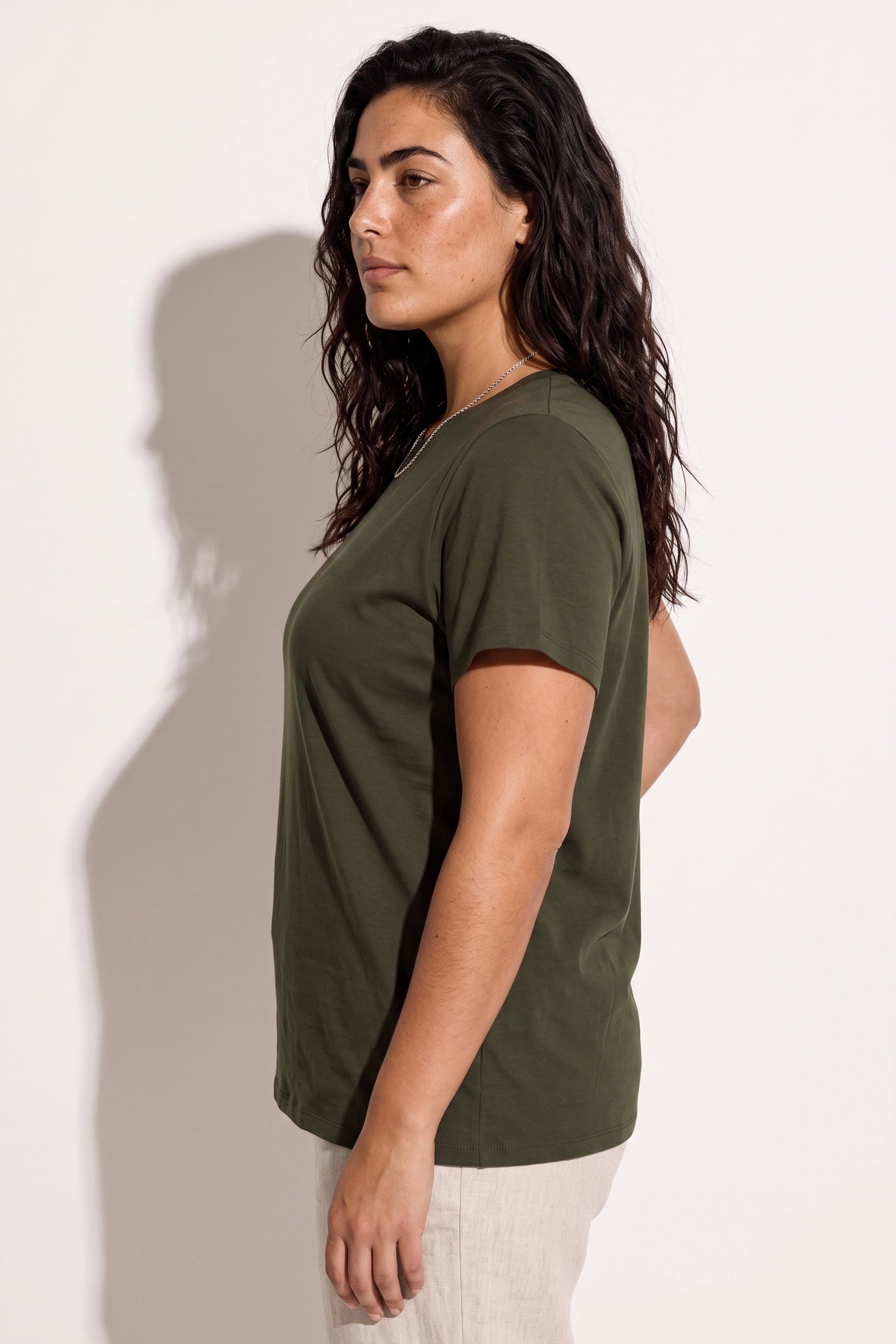 Büyük Beden Bisiklet Yaka Kısa Kollu Pamuklu T-Shirt