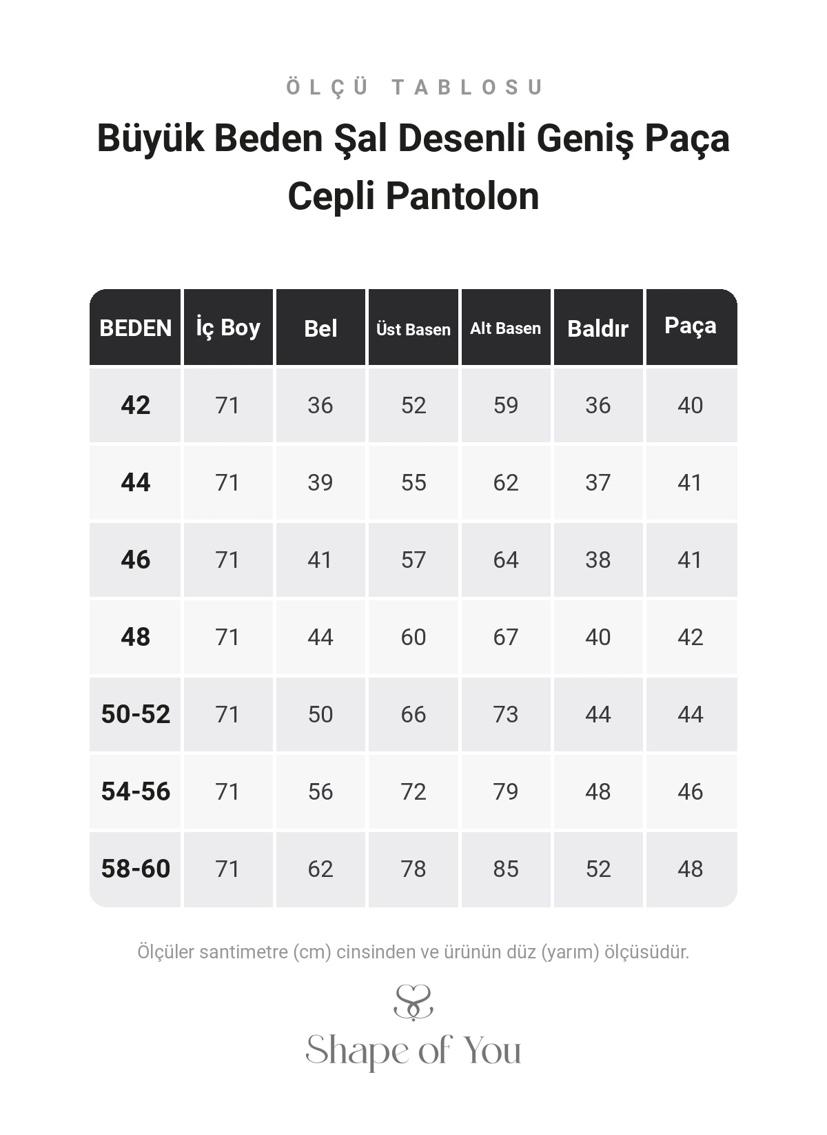 Büyük Beden Şal Desenli Geniş Paça Cepli Pantolon