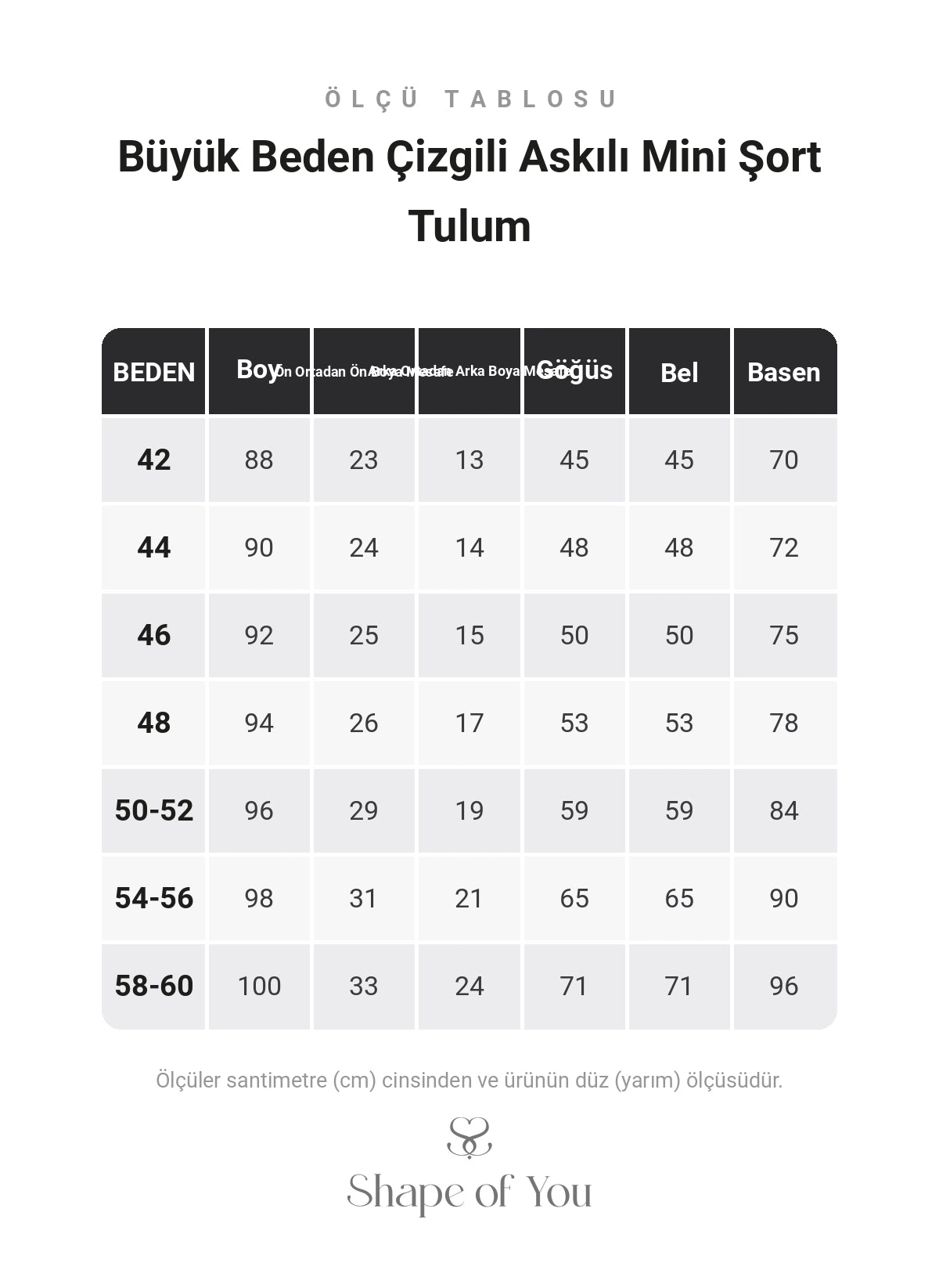 Büyük Beden Çizgili Askılı Mini Şort Tulum