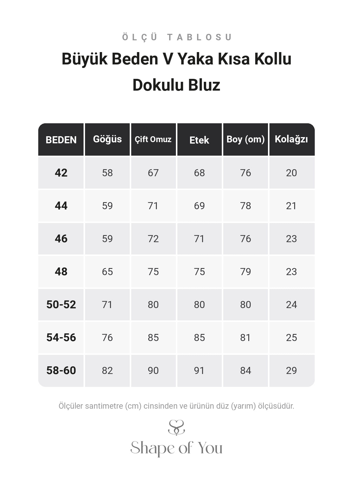 Büyük Beden V Yaka Kısa Kollu Dokulu Bluz
