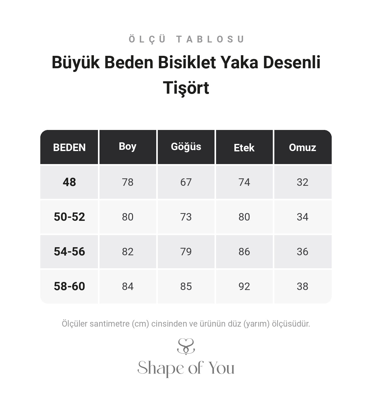 Büyük Beden Bisiklet Yaka Desenli Tişört